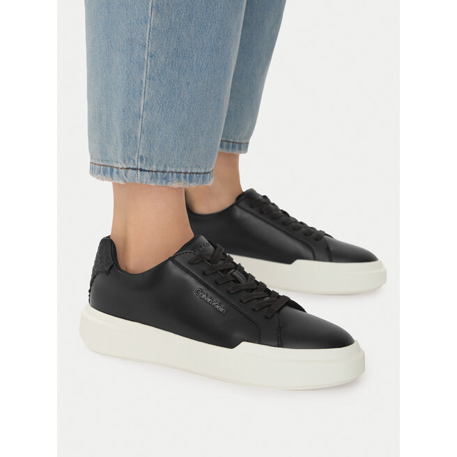Sneakersy Calvin Klein Chunky Cupsole Laceup Lth Bt Aop YW0YW02036 Czarny - kobiece