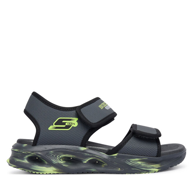 Sandały Skechers Sola Glow Sandal 407032L/CCBK Szary - chłopięce