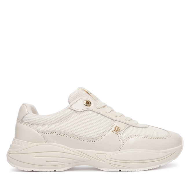 Sneakersy Tommy Hilfiger Modern Runner Shiny Leather FW0FW09413 Beżowy - kobiece