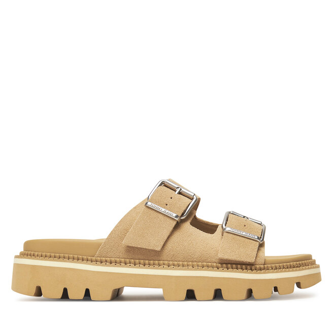 Klapki Tommy Jeans Tjw Double Strap Sandal Suede EN0EN02797 Brązowy -