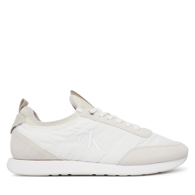 Sneakersy Calvin Klein Retro Runner Sock Laceup Mix YM0YM01414 Biały - męskie