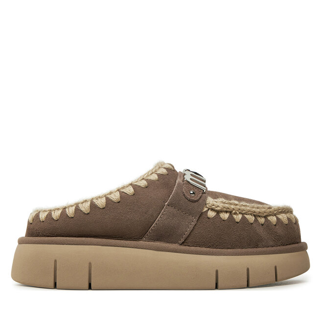 Kapcie Mou Bounce Clog Metal Logo FW531001A Brązowy - kobiece