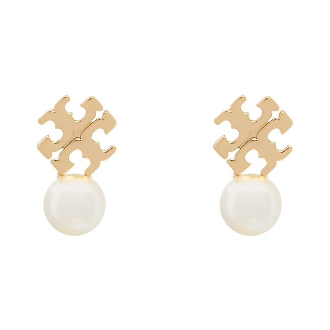 Kolczyki Tory Burch LOGO AND PEARL STUD EARRINGS 184421 Złoty -