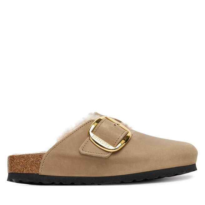Klapki Birkenstock Boston Big Buckle Shearling 1030444 Brązowy -