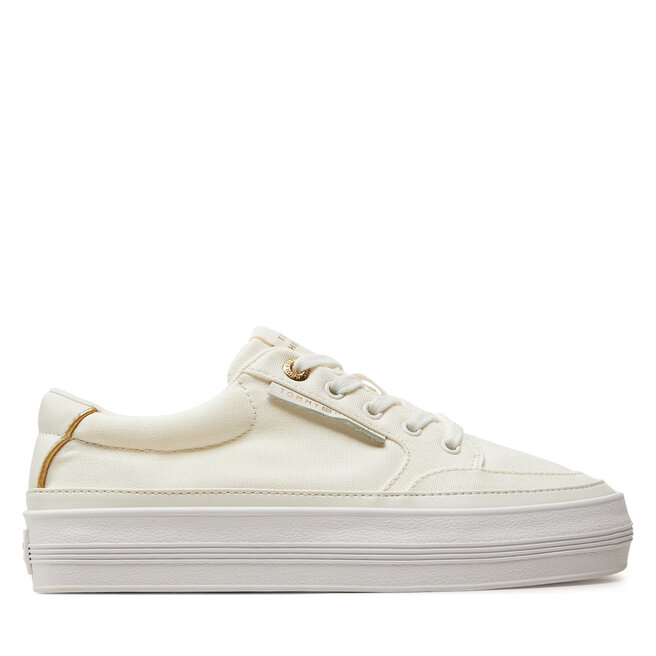 Sneakersy Tommy Hilfiger Essential Vulc Textile Sneaker FW0FW08323 Écru - kobiece