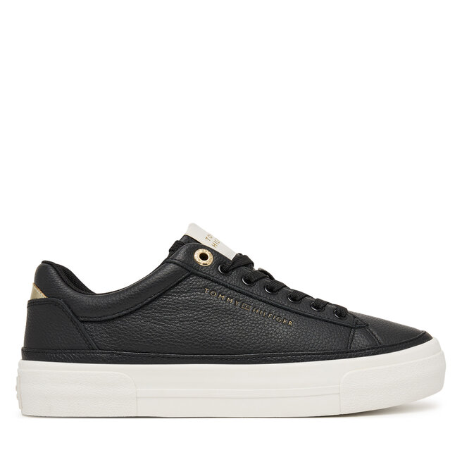 Sneakersy Tommy Hilfiger Th Foxing Platform Leather FW0FW09018 Czarny - kobiece