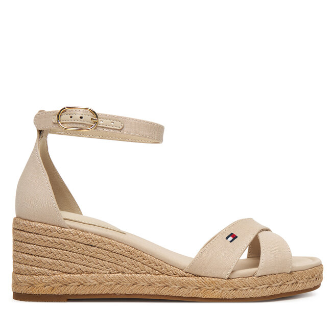 Espadryle Tommy Hilfiger Mid Wedge Espad X Cross FW0FW09332 Beżowy - kobiece