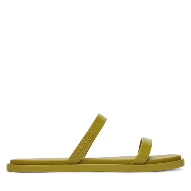 Klapki Calvin Klein Double Bar Slide - Jelly HW0HW02417 Zielony -