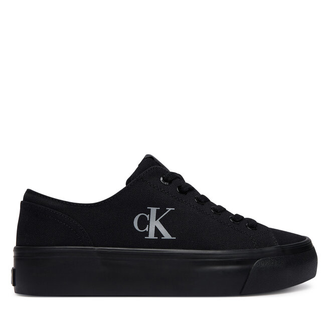 Sneakersy Calvin Klein Vulc Flatform Low Canvas Mg YW0YW01763 Czarny - kobiece
