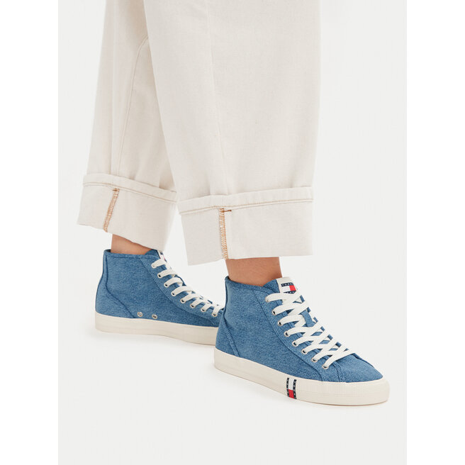 Sneakersy Tommy Jeans Archive Y2K Denim Mid Cut EN0EN03075 Niebieski - kobiece