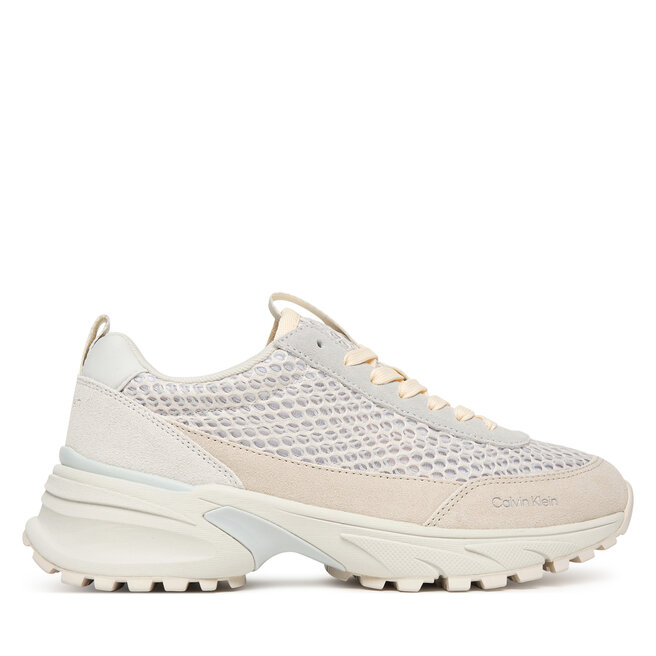 Sneakersy Calvin Klein Hike Runner Lace Up Techmix YW0YW02030 Écru - kobiece