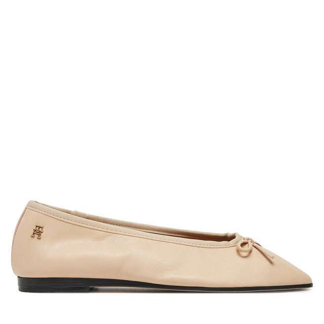 Baleriny Tommy Hilfiger Soft Leather Ballerina Bow FW0FW08355 Różowy -