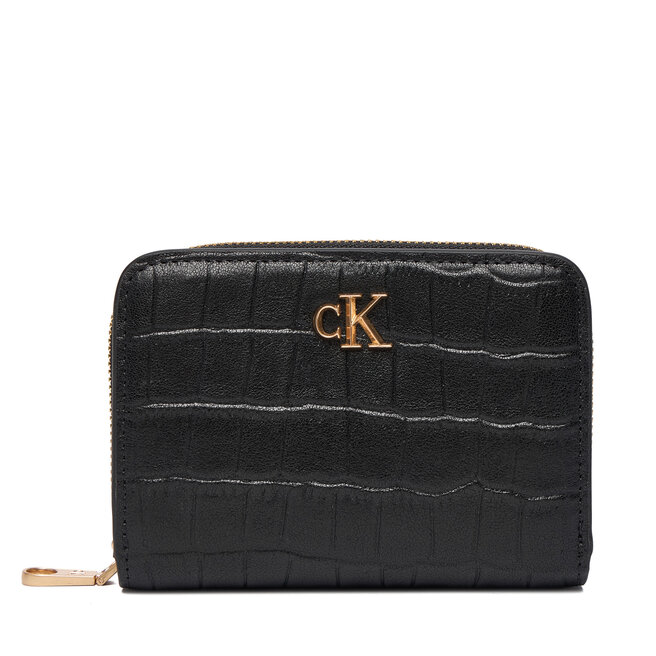 Portfel Calvin Klein Ck Croc Medium Flap Zip Around LV04F1095G Czarny -