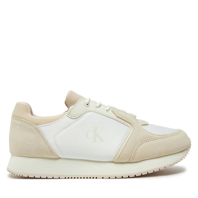 Sneakersy Calvin Klein Jeans Runner Laceup Low Mg Media YW0YW01644 Écru - kobiece