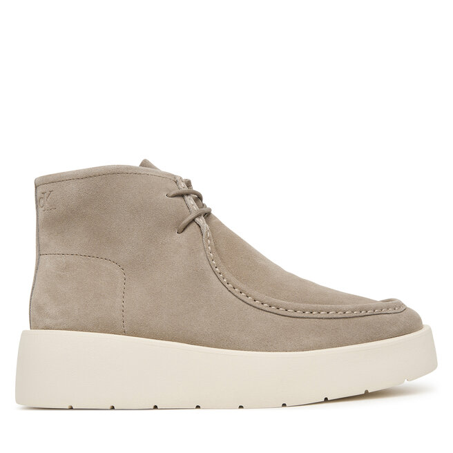 Trzewiki Calvin Klein Flatf Lace Up Apr Cut Boot HW0HW03273 Beżowy - kobiece