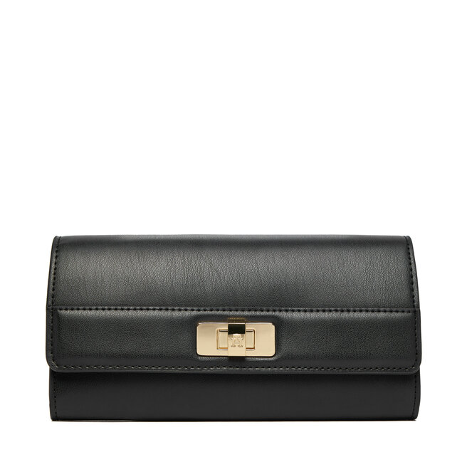 Portfel Tommy Hilfiger Th Modern Large Flap Wallet AW0AW18704 Czarny -