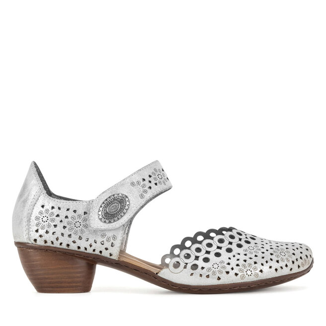 Półbuty Rieker 43753-90 Srebrny - kobiece