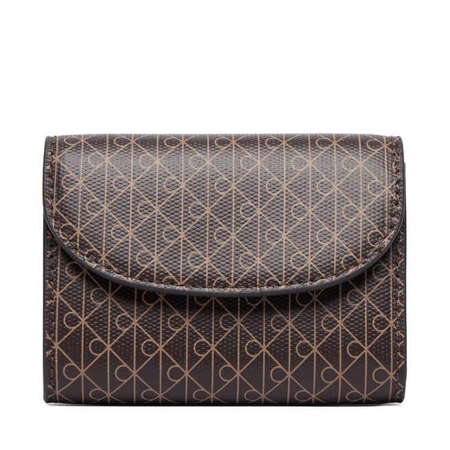 Portfel Calvin Klein Emblem Aop Flap Coin Wallet LV04F1226G Brązowy -