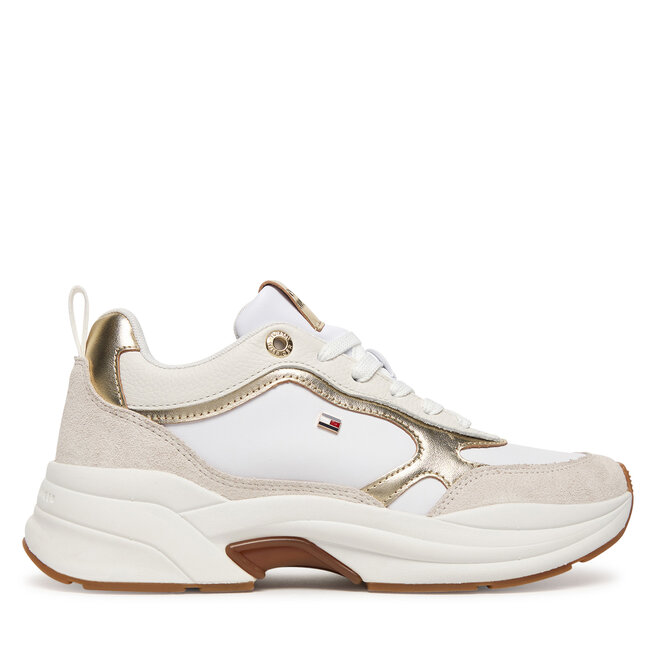 Sneakersy Tommy Hilfiger Th Chunky Runner Metallic FW0FW09204 Écru - kobiece