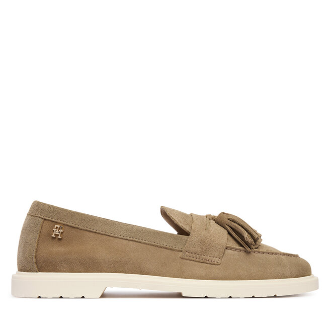 Loafersy Tommy Hilfiger Light Suede Tassel Loafer FW0FW09285 Brązowy - kobiece