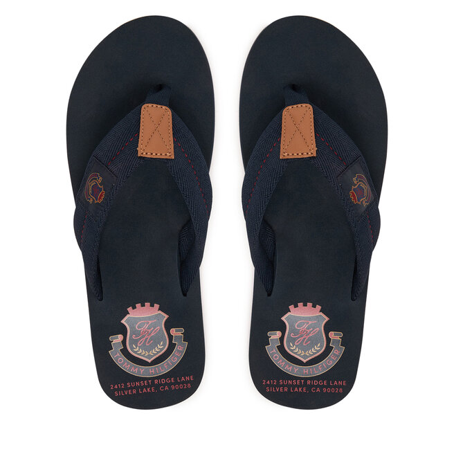 Japonki Tommy Hilfiger Patch Hilfiger Beach Sandal FM0FM05804 Granatowy -