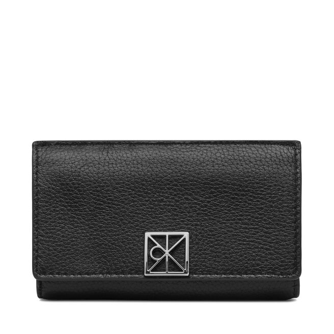 Portfel Calvin Klein Emblem Hw Pebble Snap Cardholder LV04F1127G Czarny -