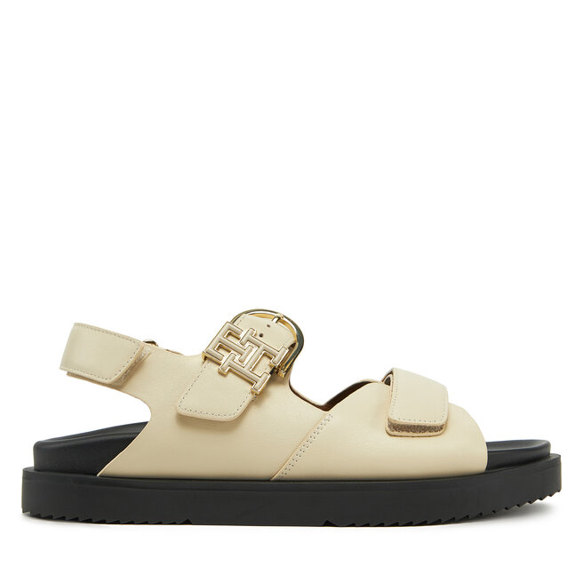 Sandały Tommy Hilfiger Leather Sporty Sandal FW0FW08799 Écru - kobiece