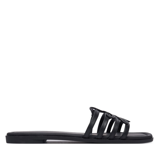 Klapki Tommy Hilfiger Th Script Flat Mule Lth FW0FW09368 Czarny -