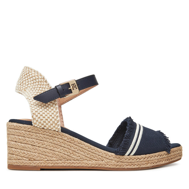 Espadryle Tommy Hilfiger Fringe Canvas Medium Wedge FW0FW08879 Granatowy - kobiece
