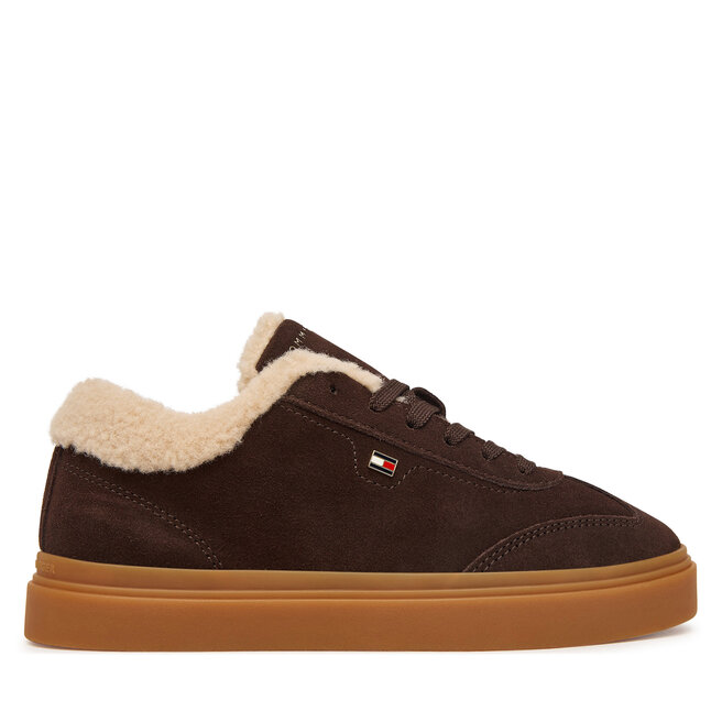 Sneakersy Tommy Hilfiger Th Chic Cupsole Wl FW0FW09597 Brązowy ciemny - kobiece