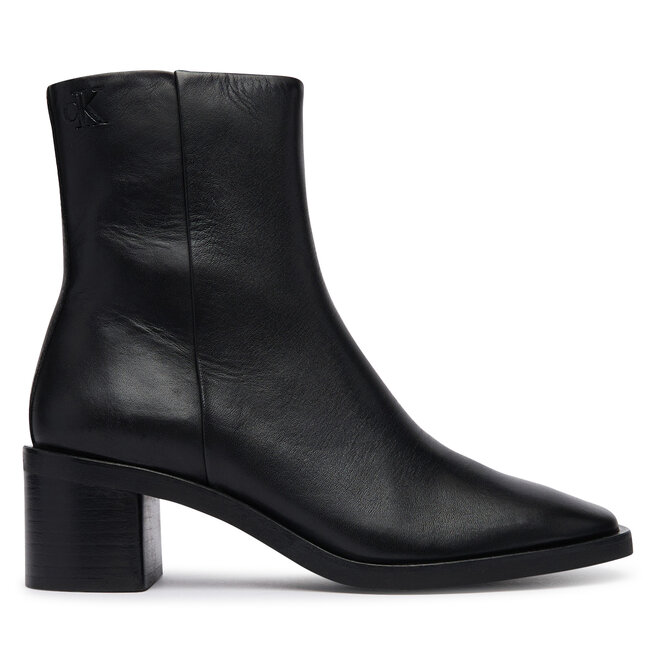 Botki Calvin Klein Block Heel Ank Boot Lth HW0HW03220 Czarny - kobiece