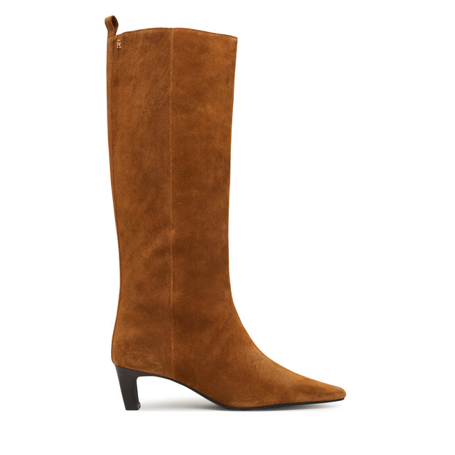 Kozaki Tommy Hilfiger Kitten Heel Suede High Boot FW0FW09655 Brązowy jasny - kobiece