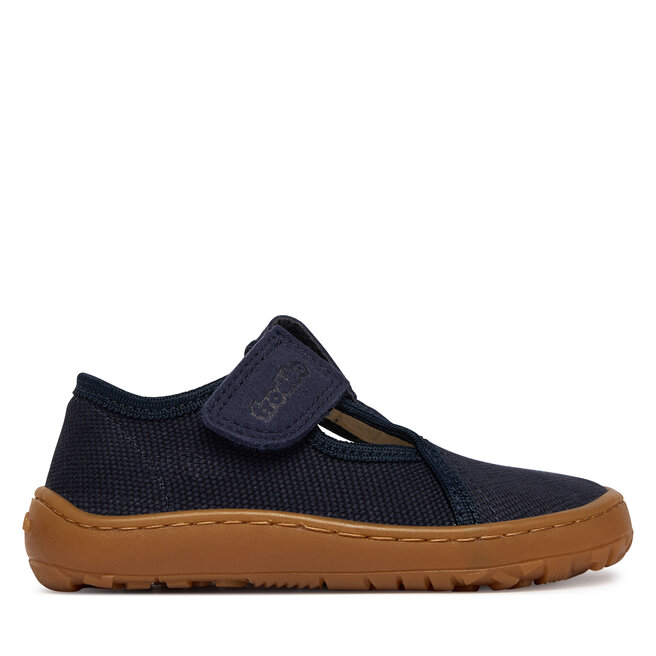 Kapcie Froddo Barefoot Canvas T-Bar G1700439 M Granatowy - chłopięce