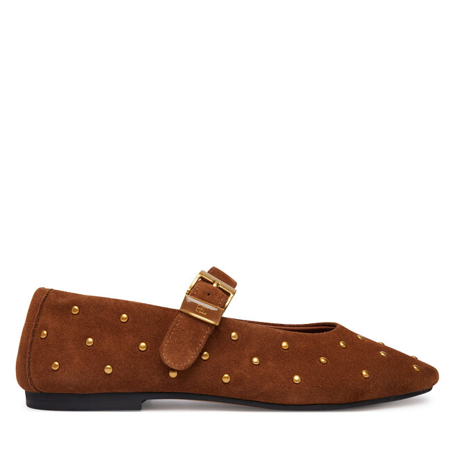 Baleriny Tommy Hilfiger Th Buckle Suede Stud Ballerina FW0FW09666 Brązowy -