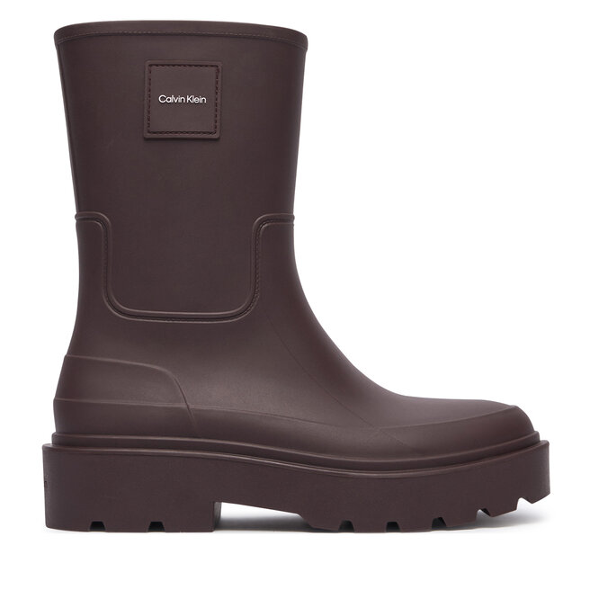 Kalosze Calvin Klein Rainboot Rubber HW0HW03179 Brązowy ciemny - kobiece