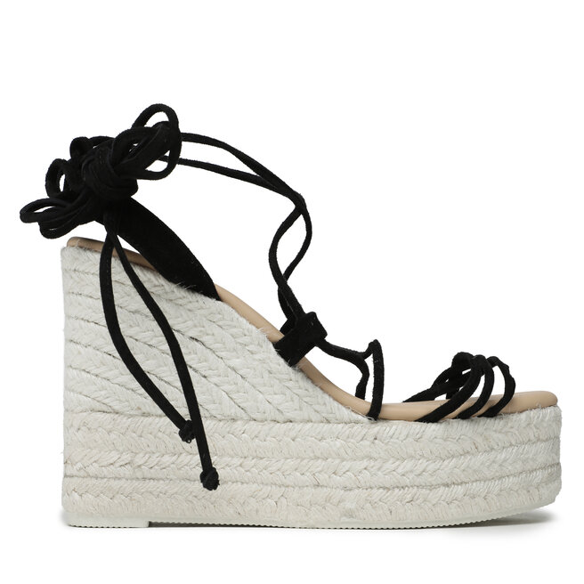 Espadryle Manebi Lace-Up Wedge Espadrilles L 8.6 WA Czarny - kobiece