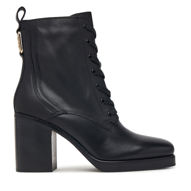 Trzewiki Tommy Hilfiger Ltr Square Toe Heel Lace-Up Boot FW0FW09554 Czarny - kobiece