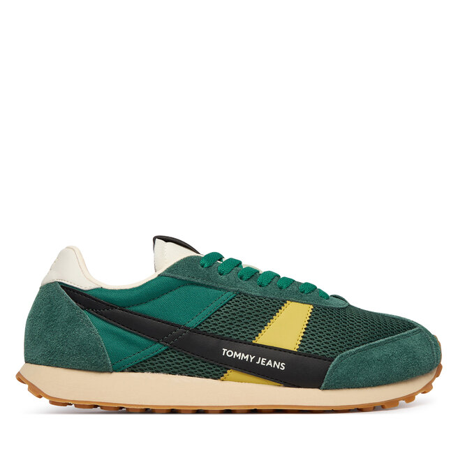 Sneakersy Tommy Jeans Retro Runner Archive Open Mesh EM0EM01715 Zielony - męskie
