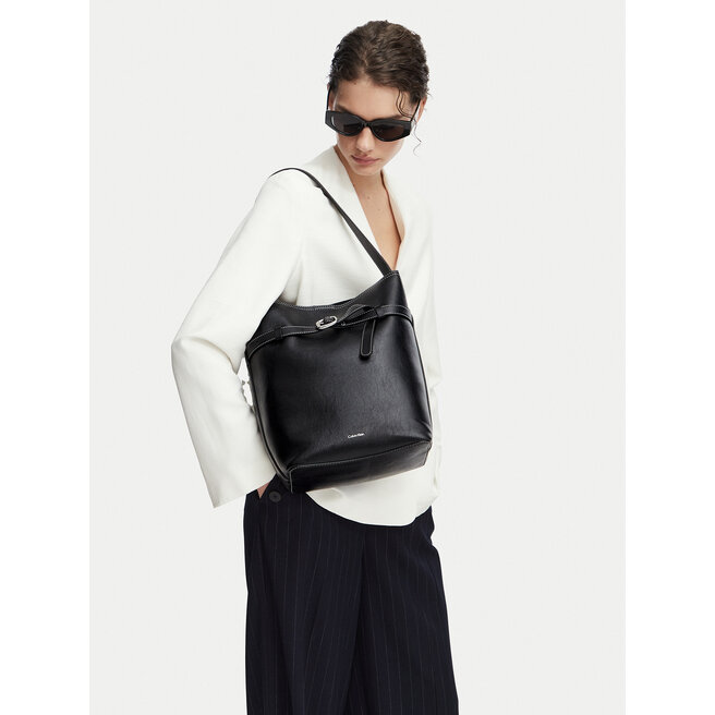 Torebka Calvin Klein Buckle Medium Bucket LV04F3551G Czarny -