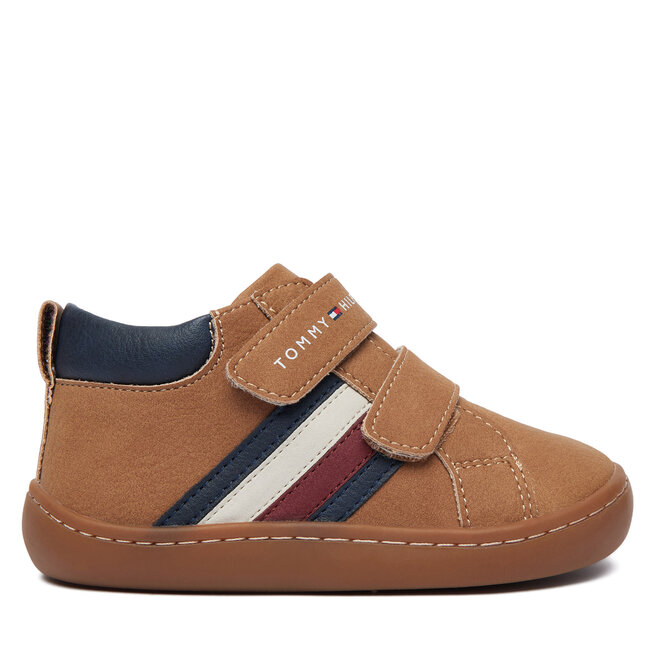 Sneakersy Tommy Hilfiger Mid Cut Velcro Sneaker T1XH-35223-1269A242 Brązowy - chłopięce
