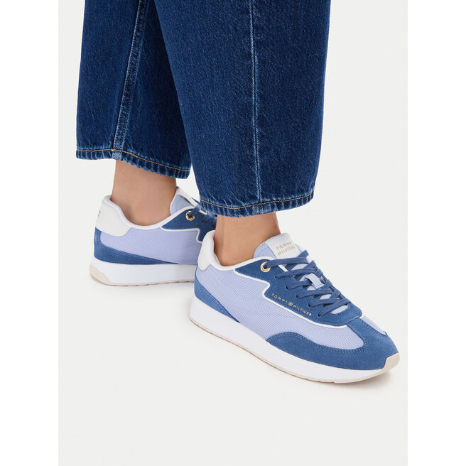 Sneakersy Tommy Hilfiger Th Retro Runner Mix FW0FW09410 Niebieski - kobiece