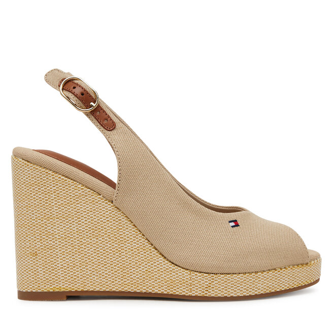 Espadryle Tommy Hilfiger Flag High Wedge Espad Slingback FW0FW08597 Beżowy - kobiece