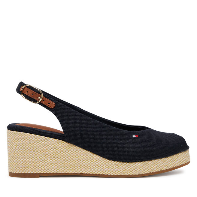 Sandały Tommy Hilfiger Flag Mid Wedge Espad Slingback FW0FW08595 Granatowy - kobiece