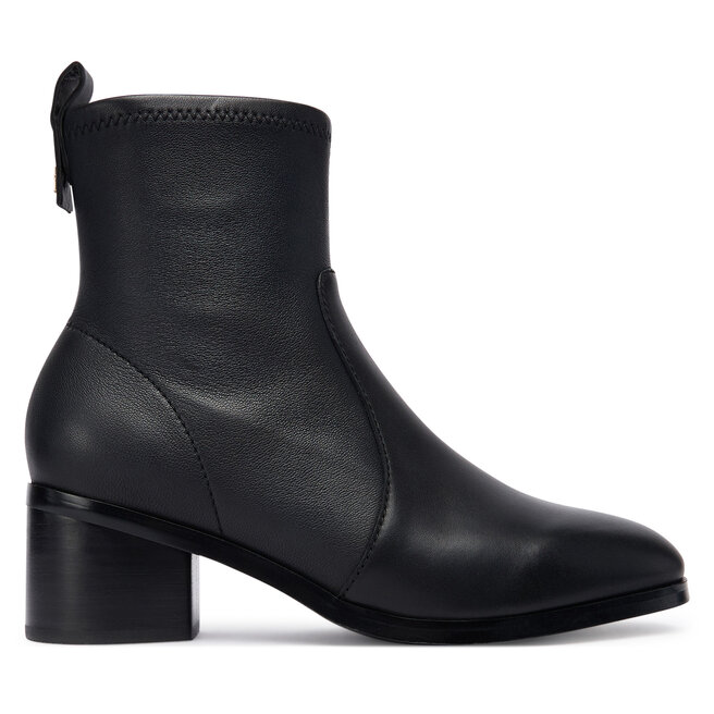 Botki Tommy Hilfiger Th Stretch Leather Bootie FW0FW08860 Czarny - kobiece