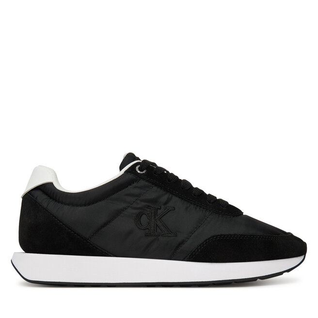 Sneakersy Calvin Klein Retro Runner Lace Up Nylon Mg YW0YW01990 Czarny - kobiece
