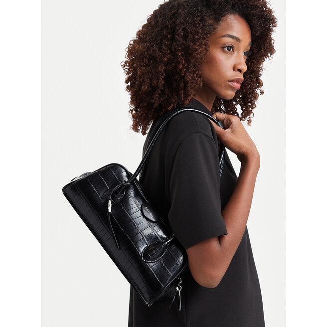 Torebka Calvin Klein Emblem Trio Croco Shoulder Bag LV04F3780G Czarny -