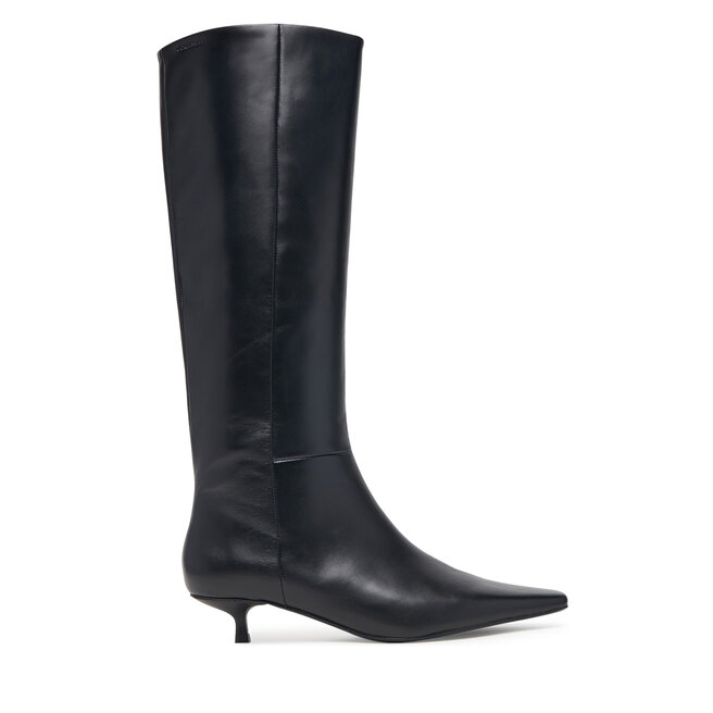 Kozaki Calvin Klein Kitten Heel High Boot Lth HW0HW03167 Czarny - kobiece