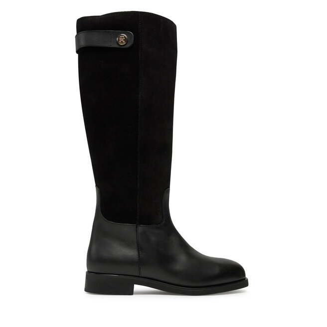 Kozaki Tommy Hilfiger Th Stud Leather Mix Long Boot FW0FW08341 Czarny - kobiece