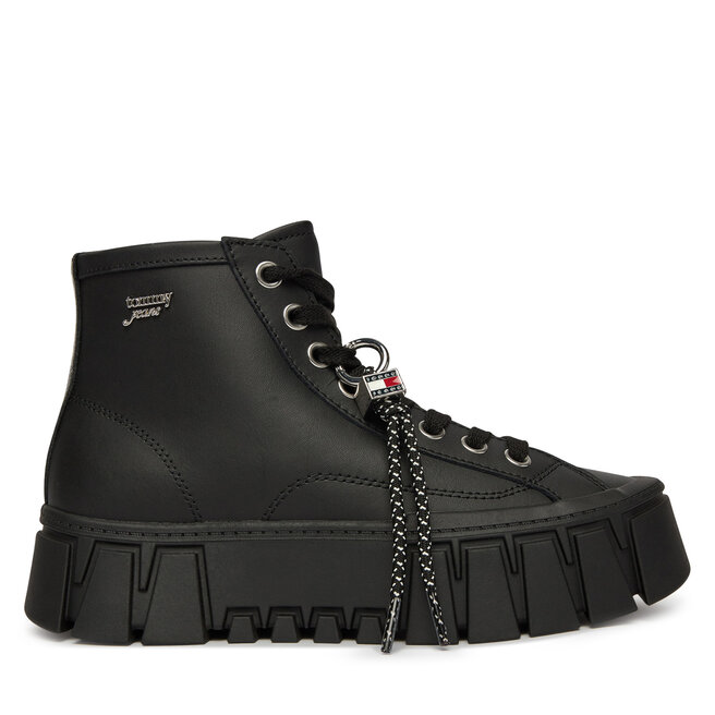 Sneakersy Tommy Jeans Tjw Platform Sneaker Leather Mc EN0EN03133 Czarny - kobiece