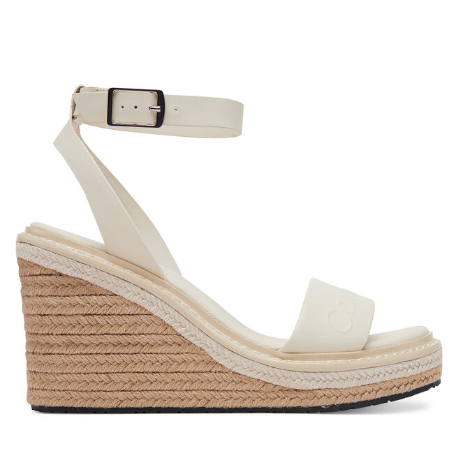 Espadryle Calvin Klein Wedge Sandal 70 - He HW0HW02376 Biały - kobiece
